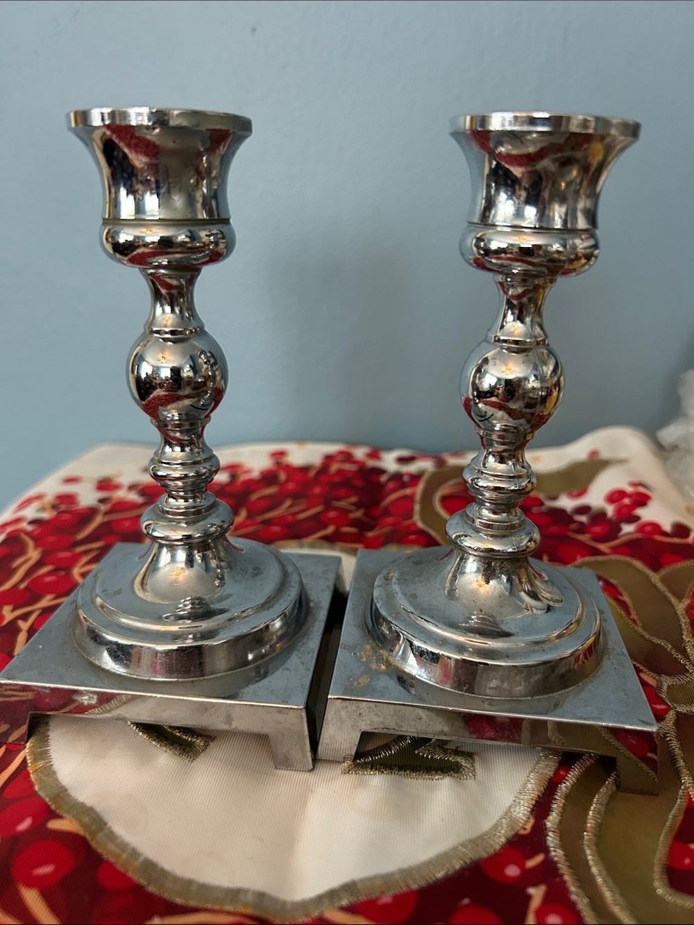 Classic Silver-tone Taper Candle Holders - Set of 2 5” tall -EUC